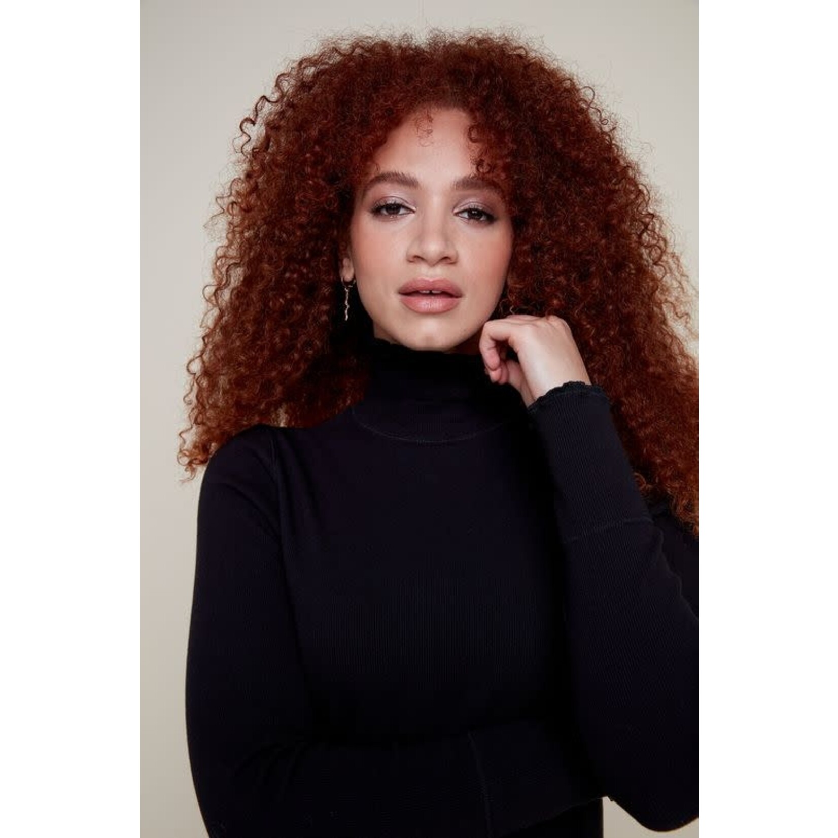 Long Sleeve Mock Neck Top in Black