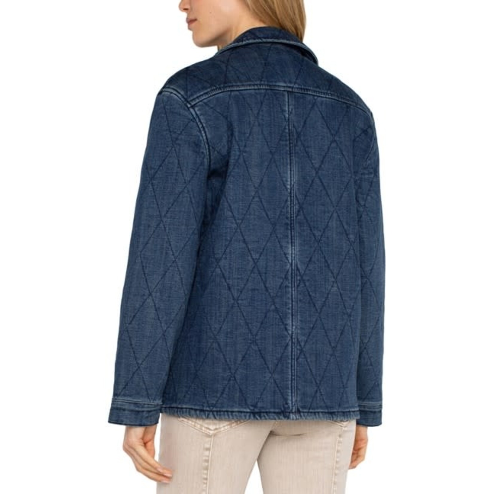 Liverpool Notch Collar Quilted Coat in Redlands