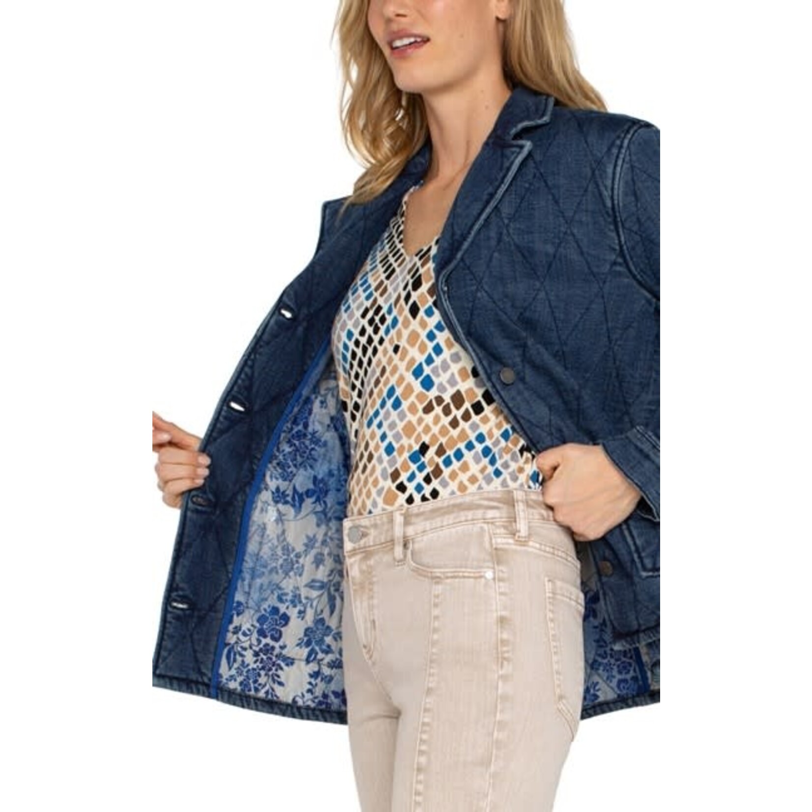 Liverpool Notch Collar Quilted Coat in Redlands