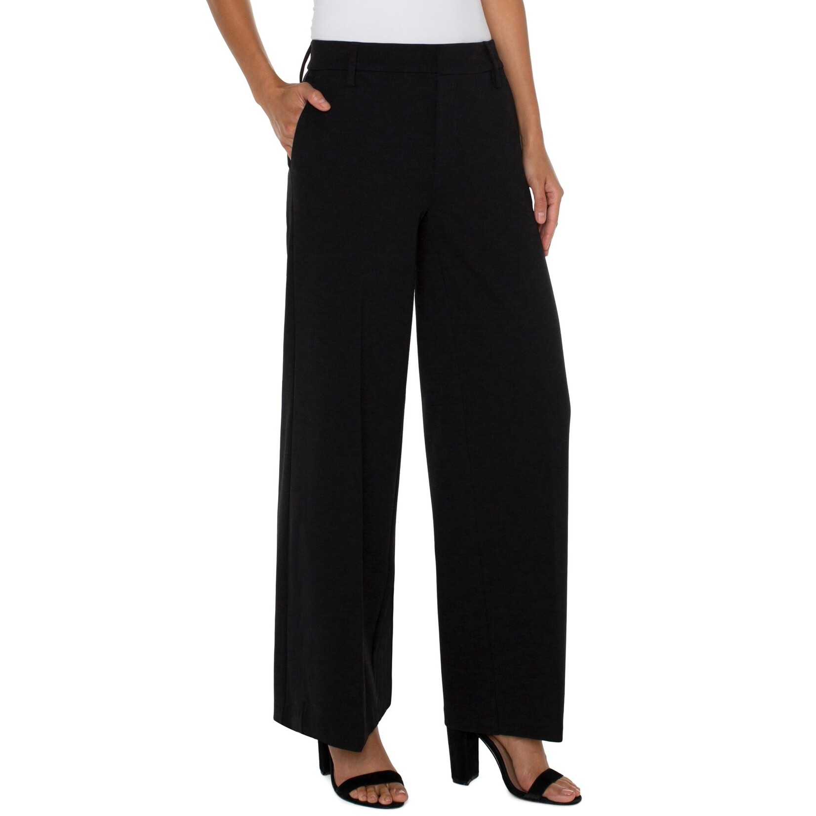 Liverpool Kelsey Wide Leg Trouser in Black