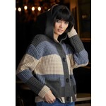 Elena Wang Button-Up Striped Hooded Cardigan