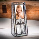 J Devlin Glass 2x3 Glass Photo Frames - Iridescent Cross Accent
