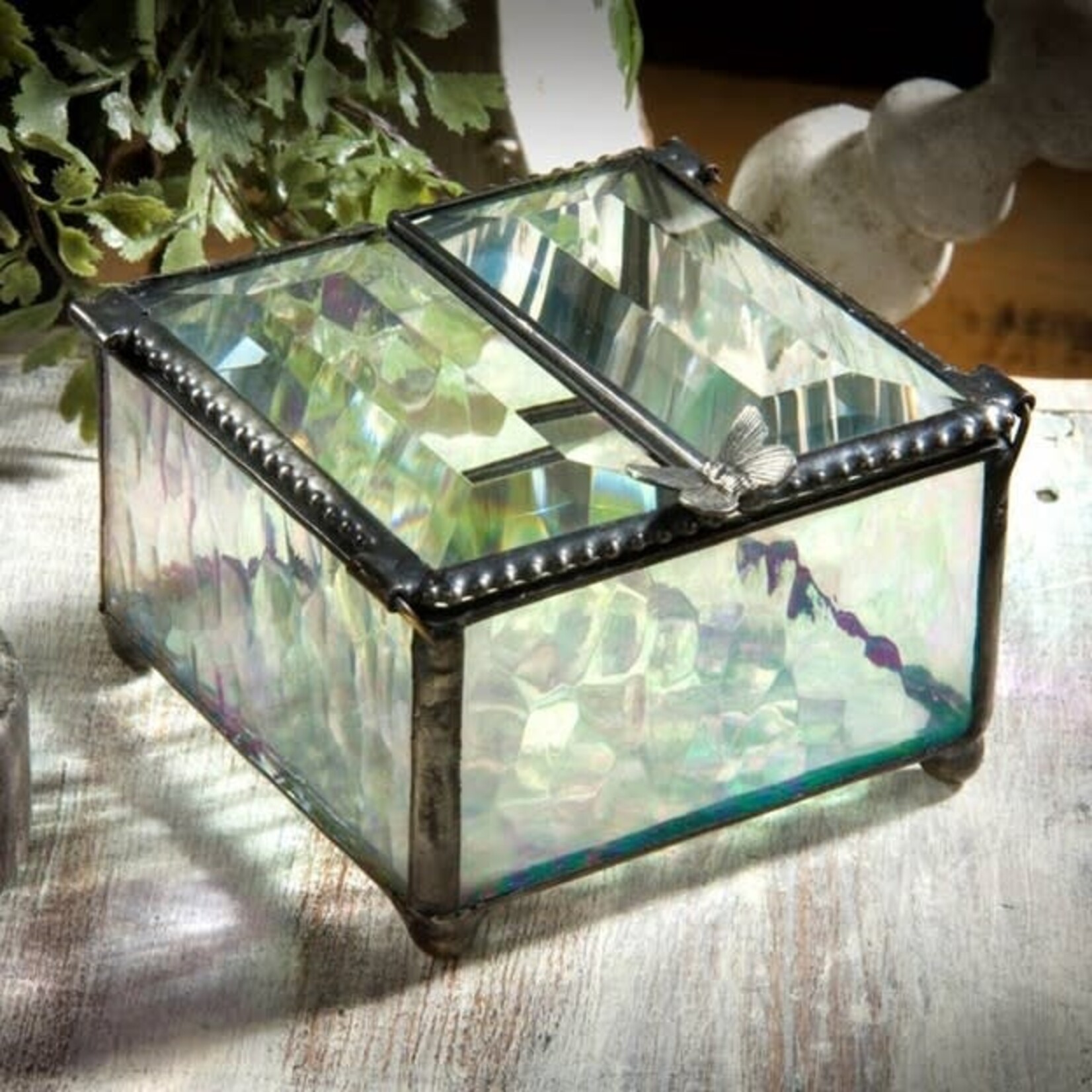 J Devlin Glass Clear Double Hinged Glass Jewelry Box