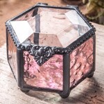 J Devlin Glass Jewelry Box Pink Rose Glass