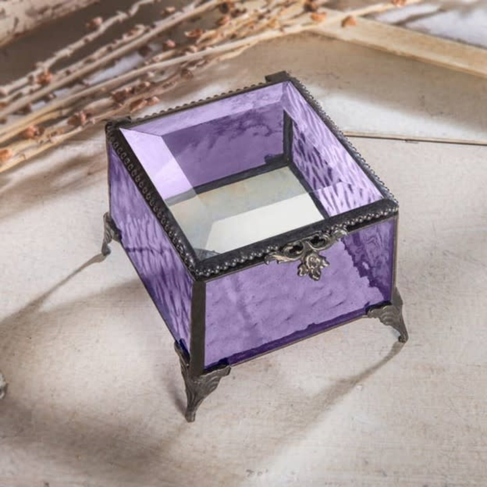 J Devlin Glass Purple Stained Glass Decorative Keepsake Box