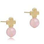enewton Design SIGNATURE CROSS GOLD STUD - PINK OPAL