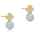 enewton Design SIGNATURE CROSS GOLD STUD - AQUAMARINE