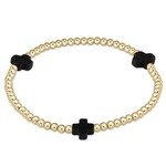 enewton Design ENEWTON EXTENDS - SIGNATURE CROSS GOLD PATTERN 3MM BEAD BRACELET - ONYX