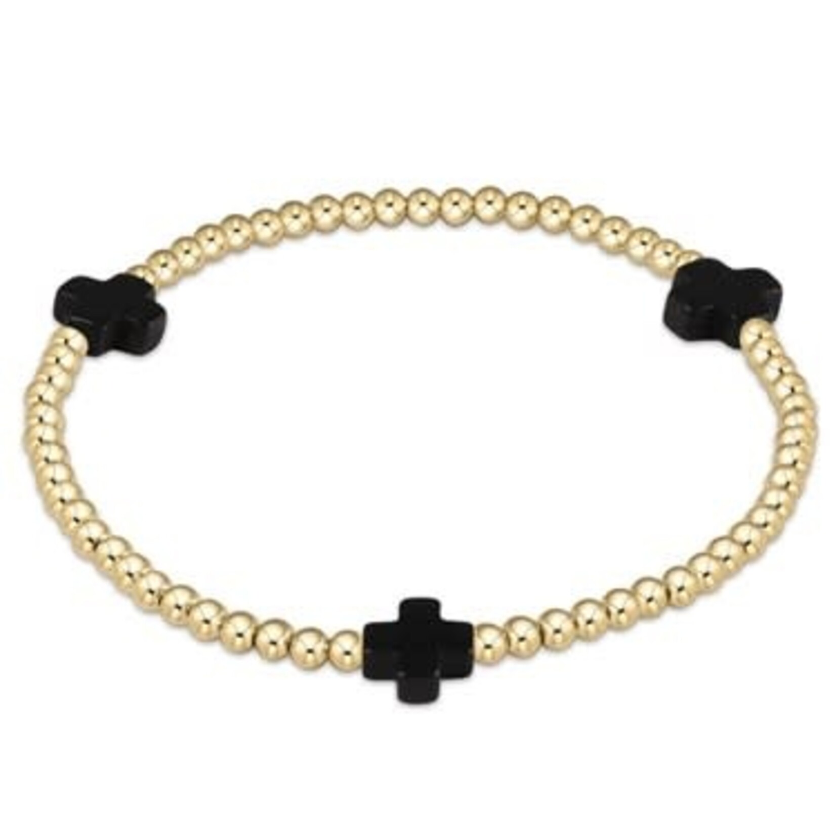 enewton Design ENEWTON EXTENDS - SIGNATURE CROSS GOLD PATTERN 3MM BEAD BRACELET - ONYX
