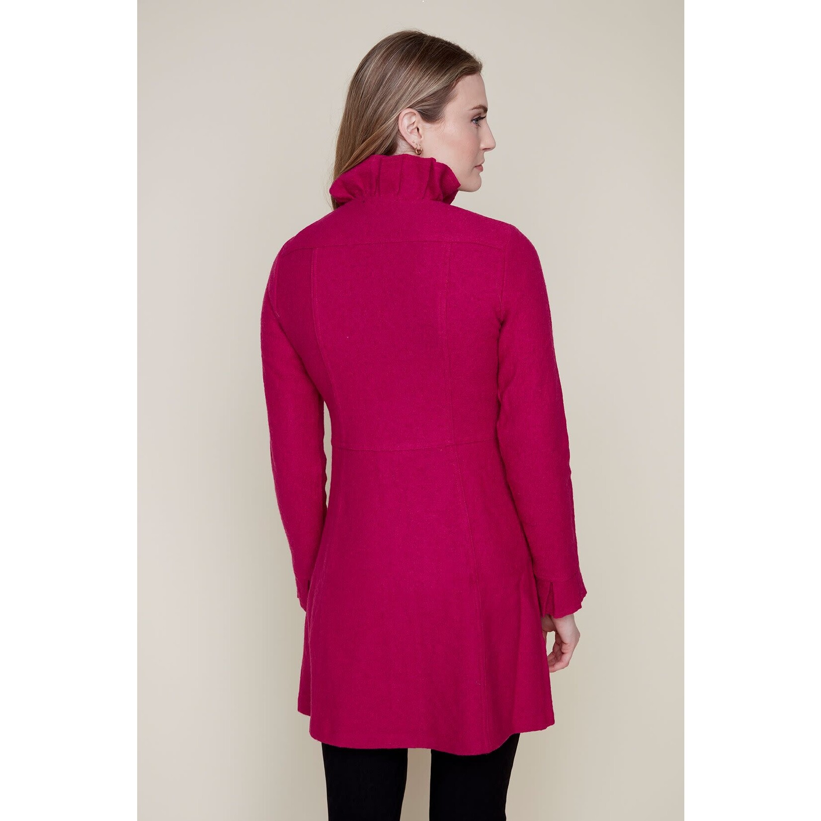 Ruffled Front Knit Jacket in Orchid