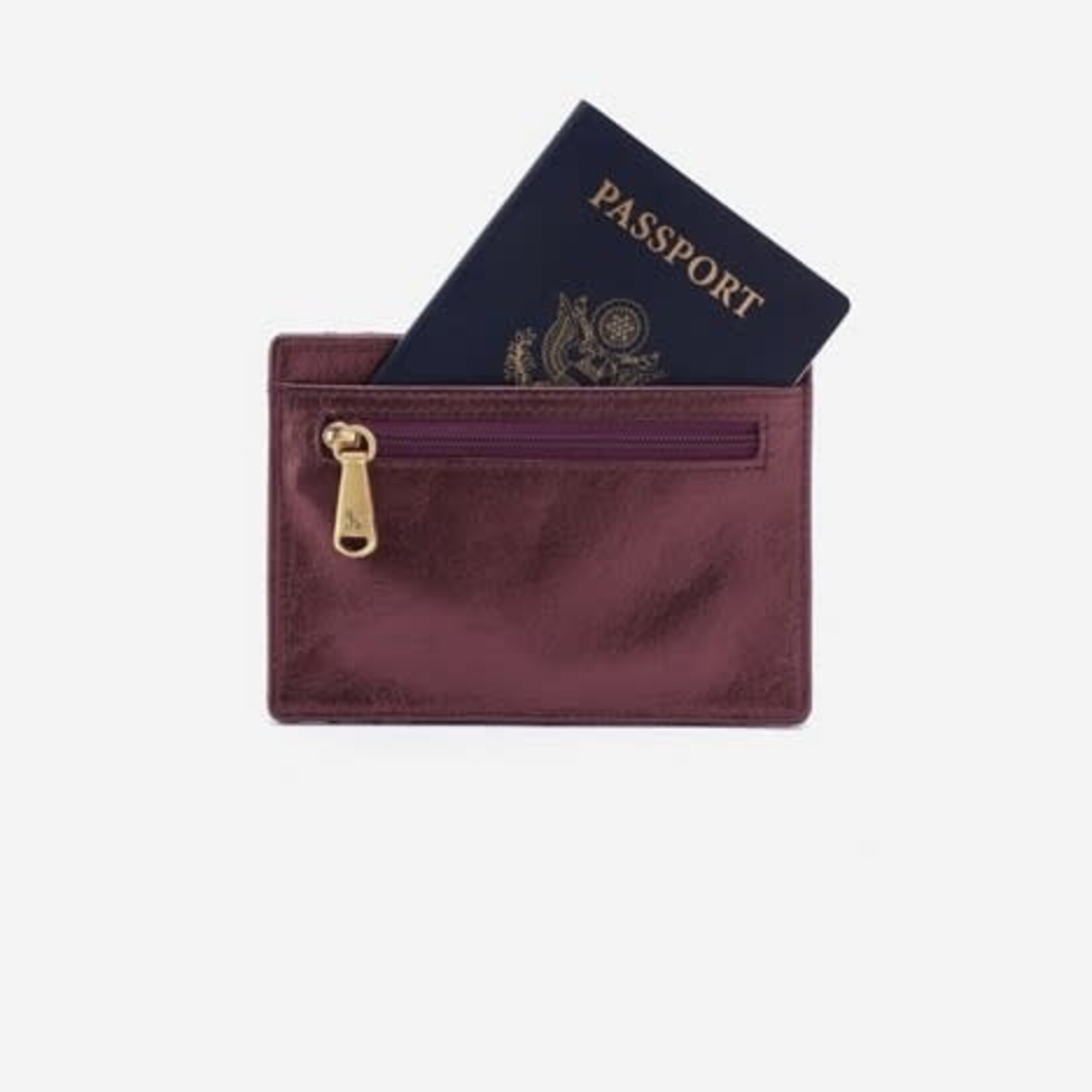 HOBO Euro Slide Polished Leather Card Holder in Frosted Plum