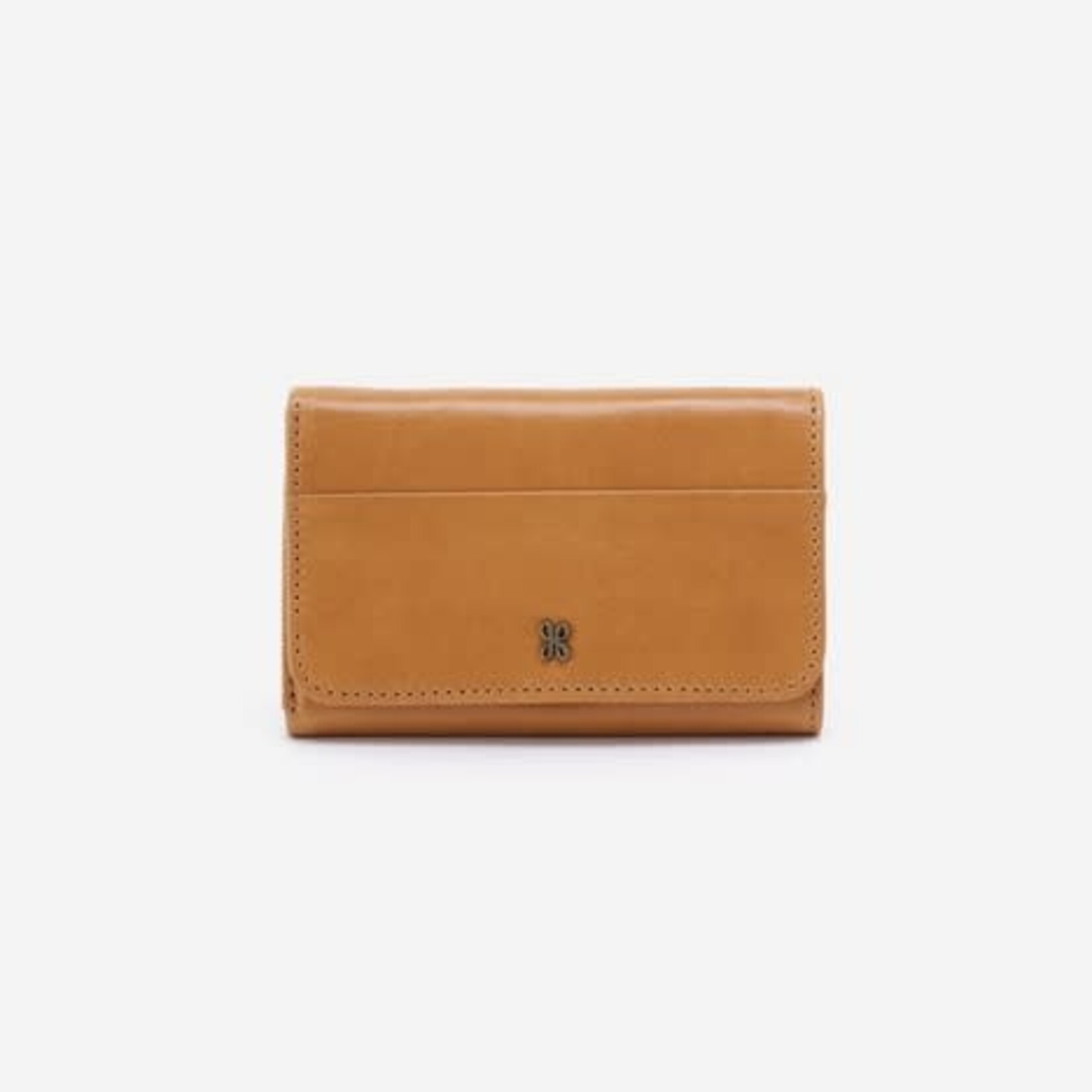 HOBO Jill Trifold Polished Leather Wallet in Natural