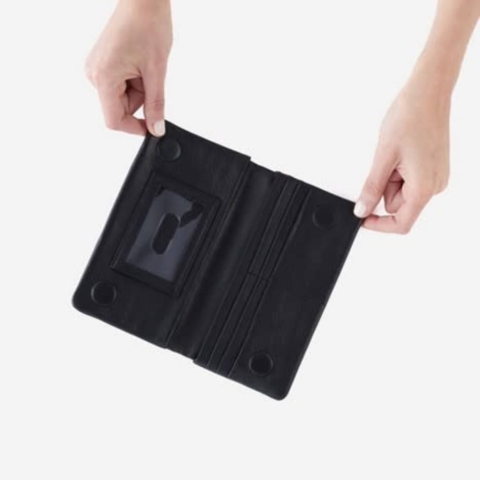 HOBO Lumen Pebbled Leather Continental Wallet in Black