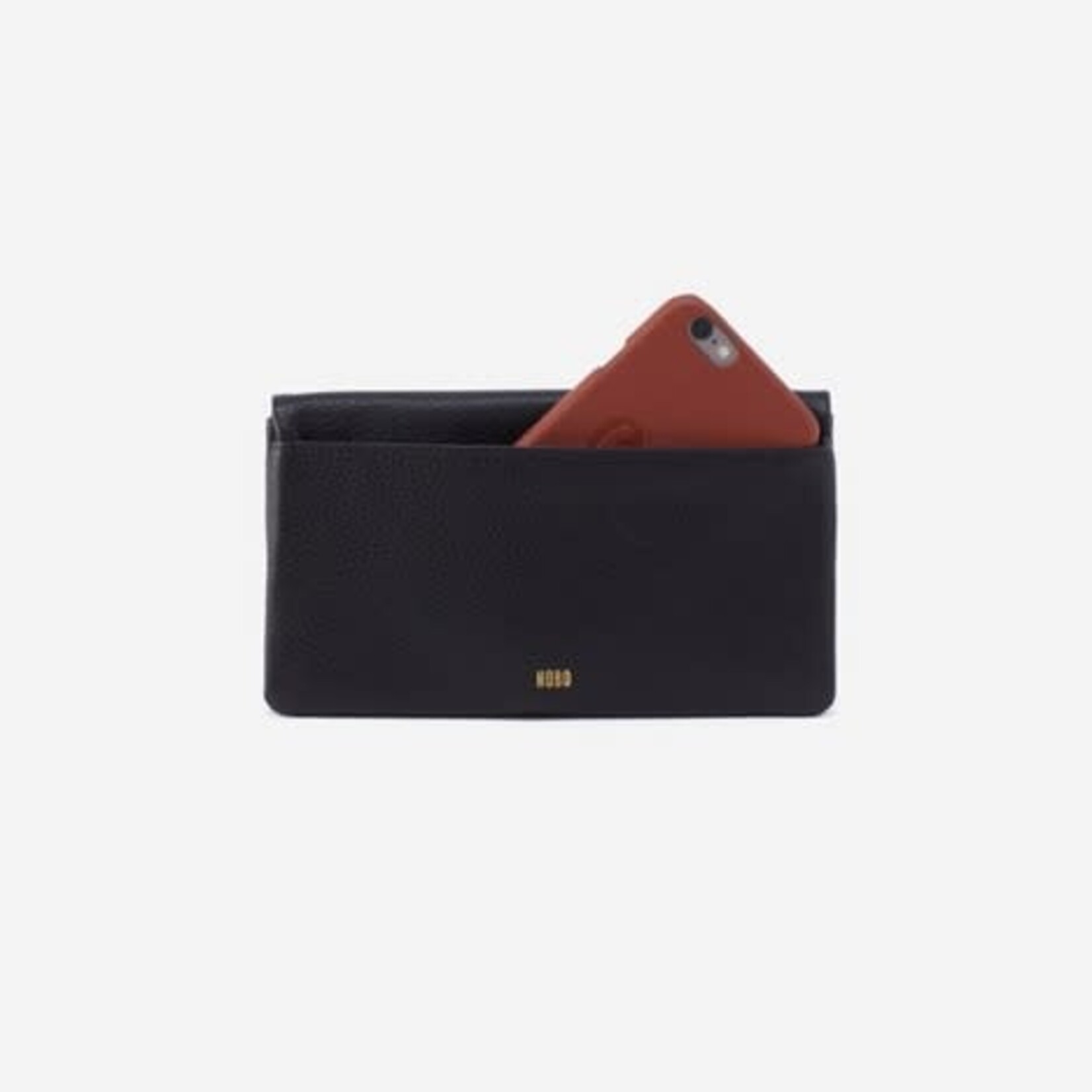 HOBO Lumen Pebbled Leather Continental Wallet in Black