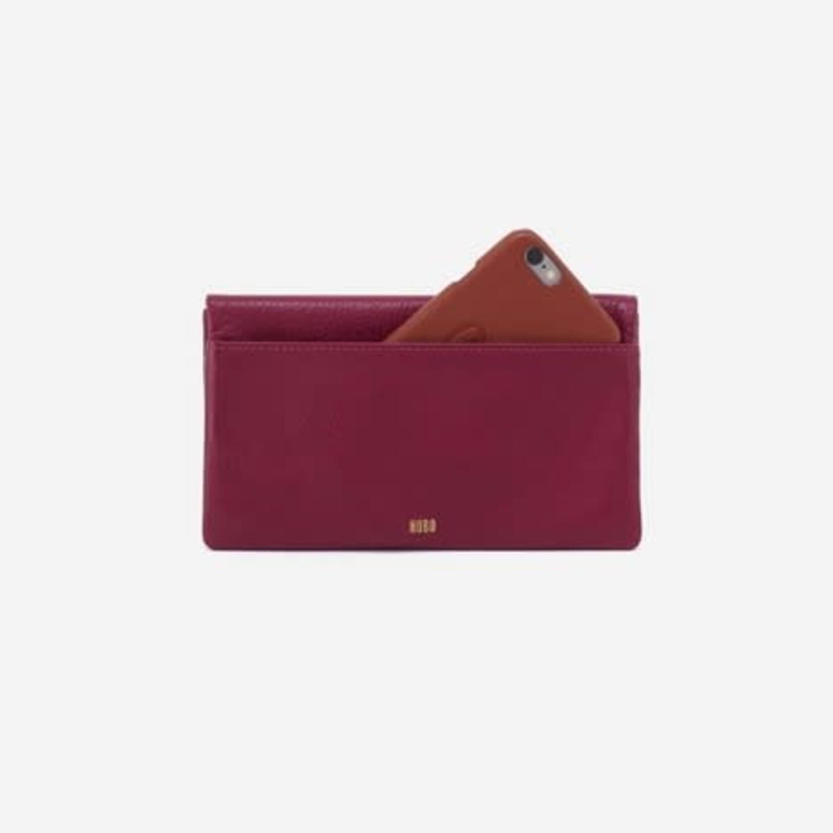 HOBO Lumen Pebbled Leather Continental Wallet in Winter Berry