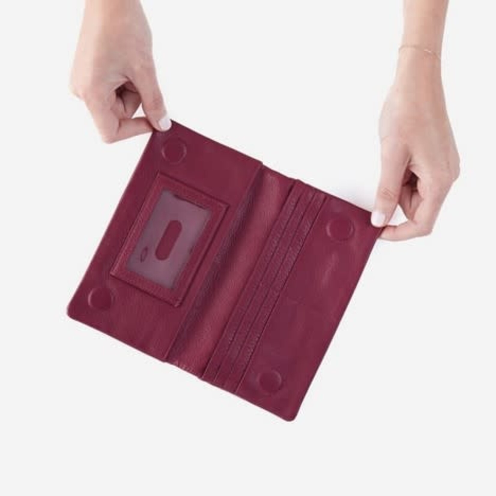 HOBO Lumen Pebbled Leather Continental Wallet in Winter Berry