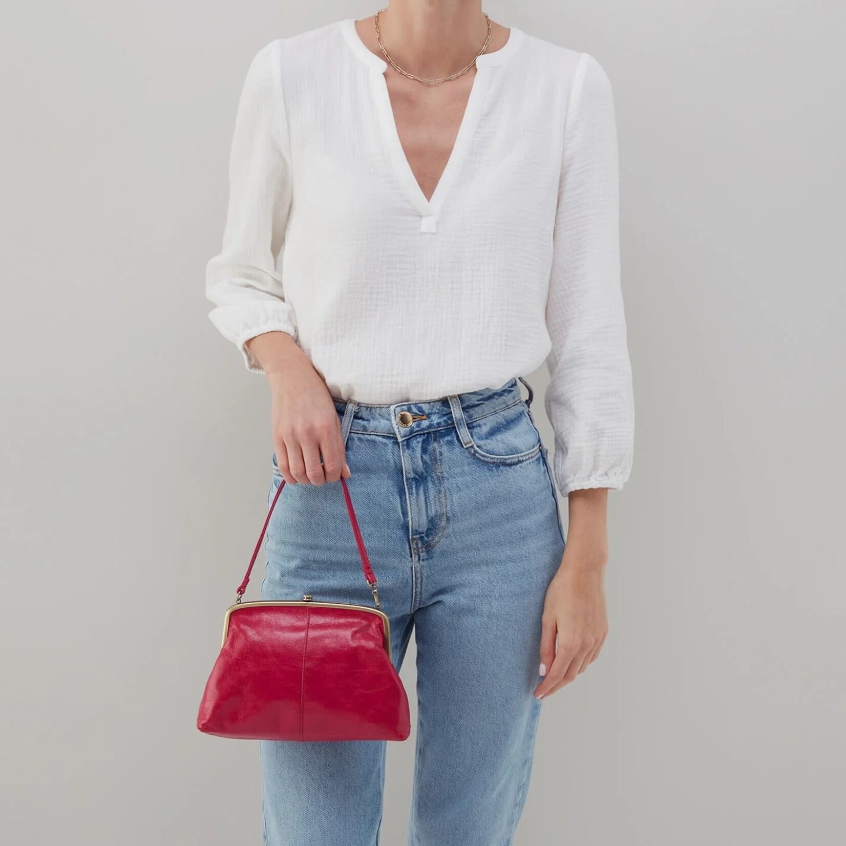 HOBO Lana Polished Leather Crossbody in Fuchsia