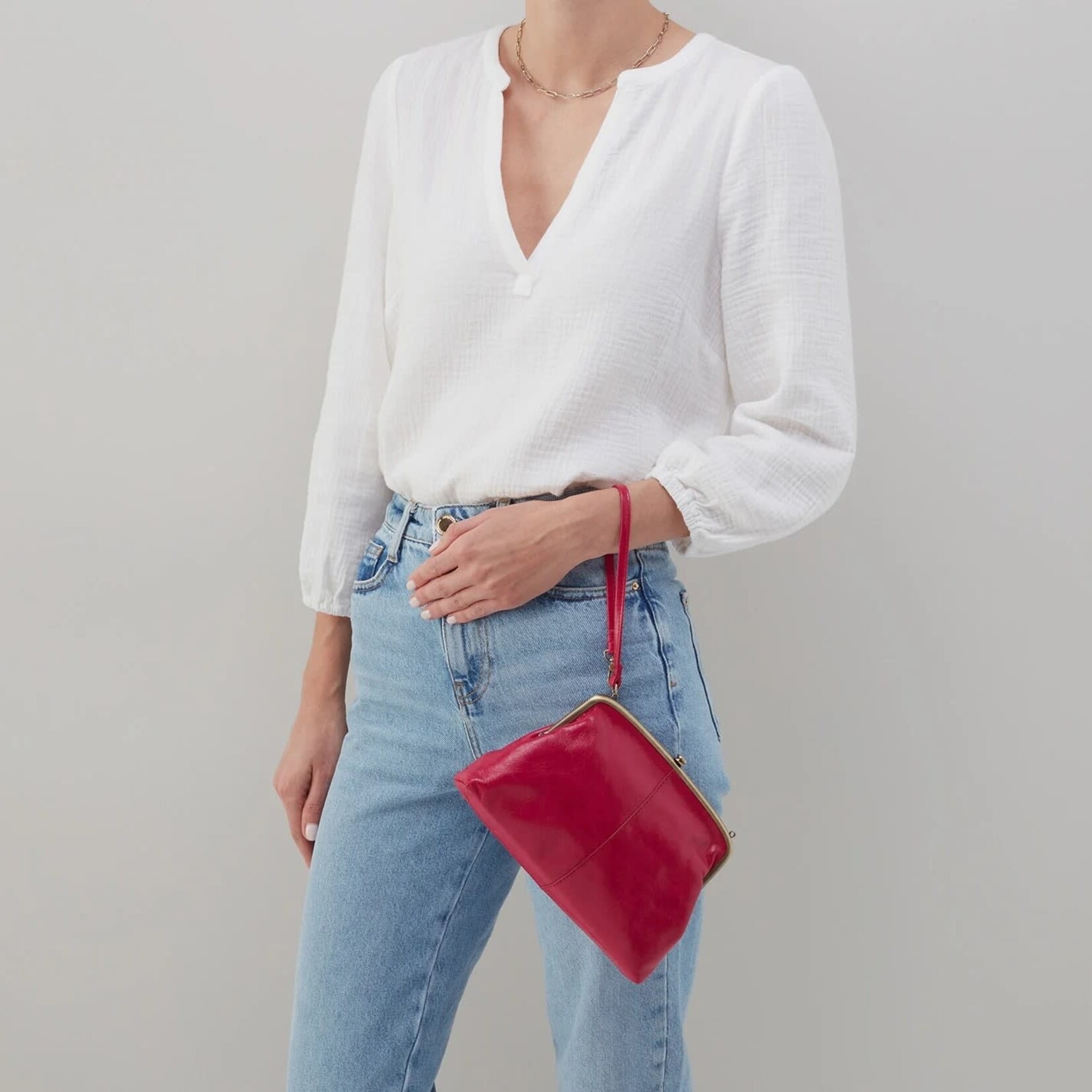 HOBO Lana Polished Leather Crossbody in Fuchsia