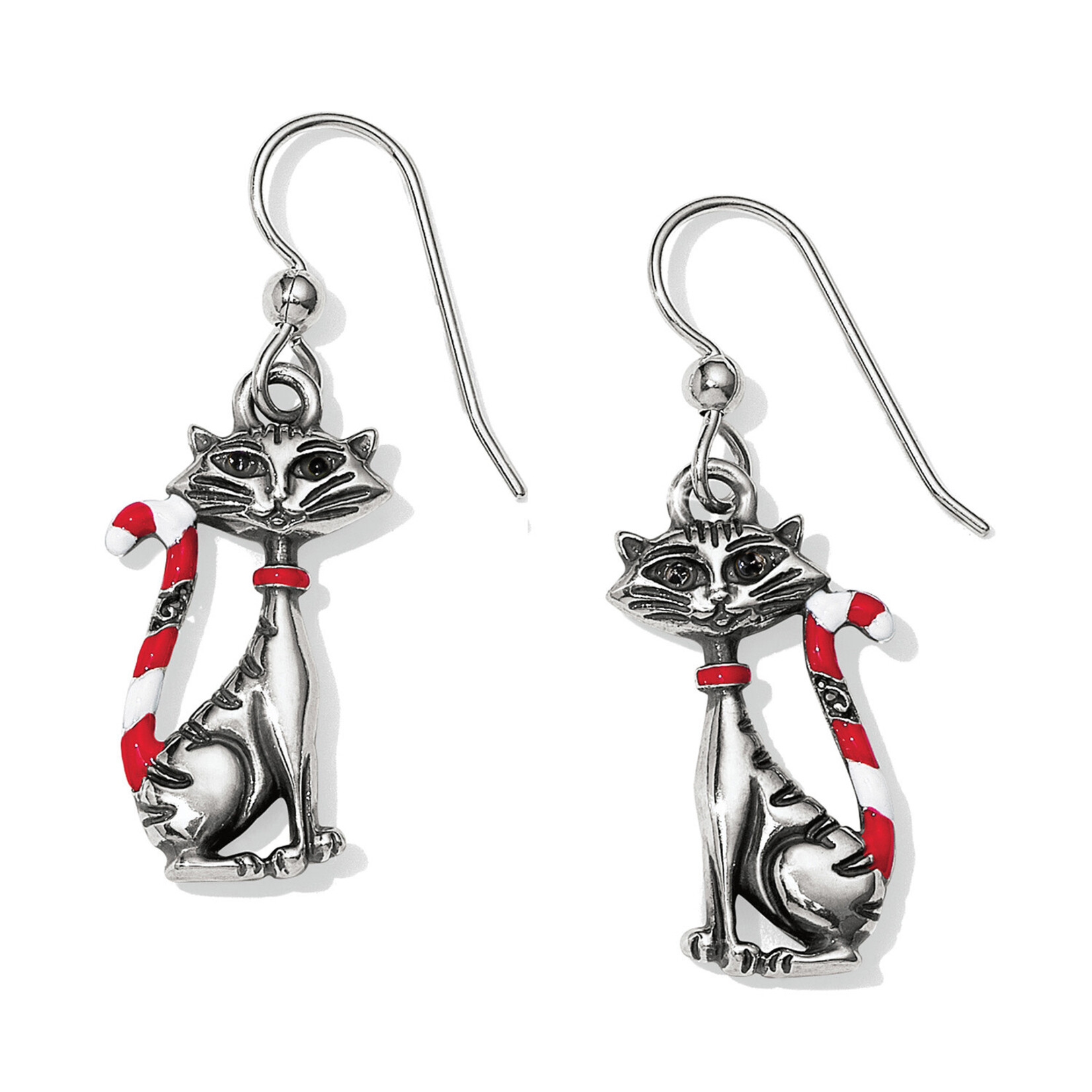 Brighton Candy Cane Cat Earrings