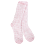 World's Softest Holiday Feather Check Crew - Candy Pink Check