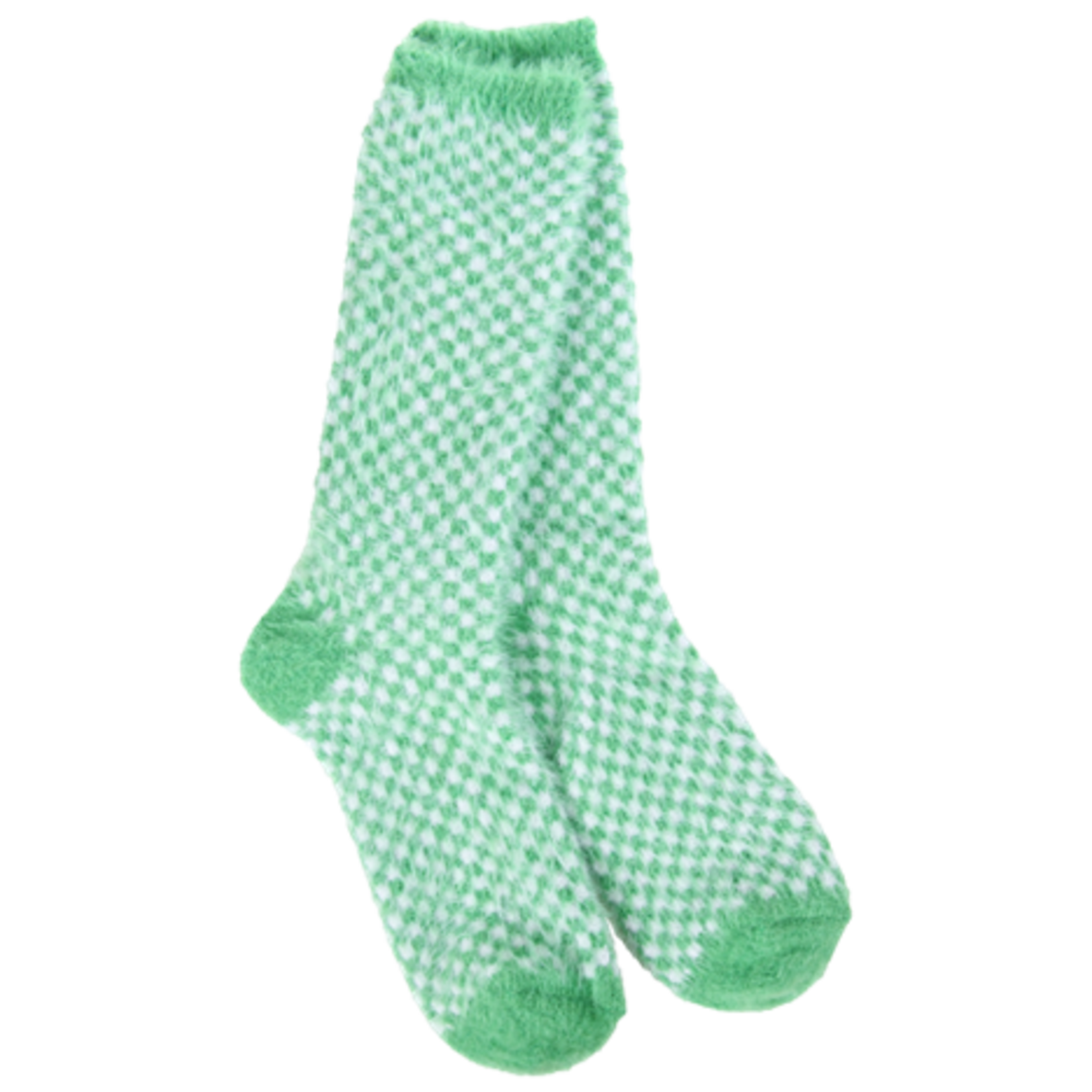 World's Softest Holiday Feather Check Crew - Green Check