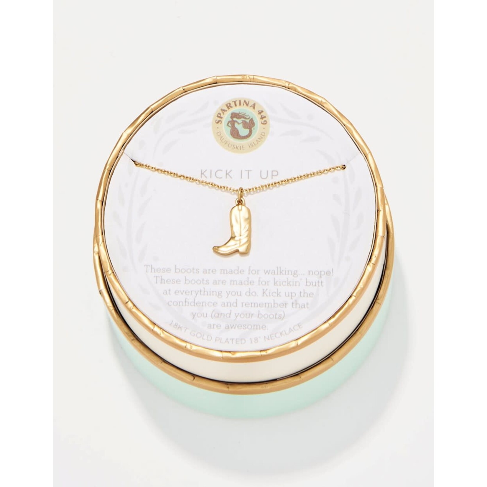 Spartina SLV Necklace 18" Kick It Up/Cowgirl Boot Gold