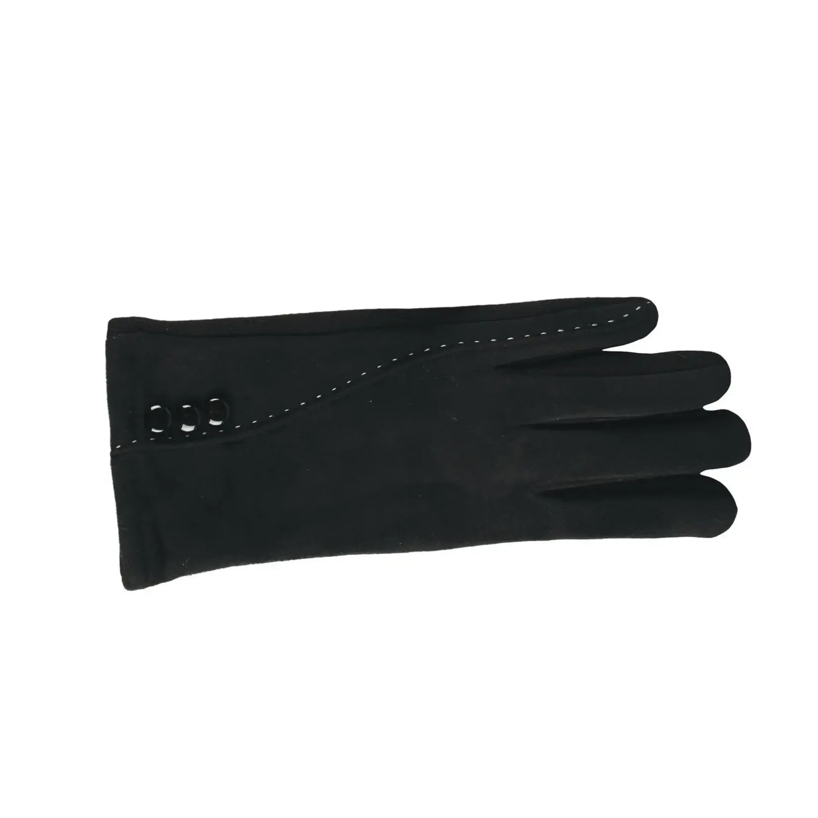 Jeanne Simmons SuedeTopJerseyBtmStitching3BtnsTexting Black Gloves