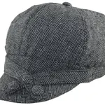 Jeanne Simmons Black Tweed Brim Cap w/Btn Band, Elastic Back