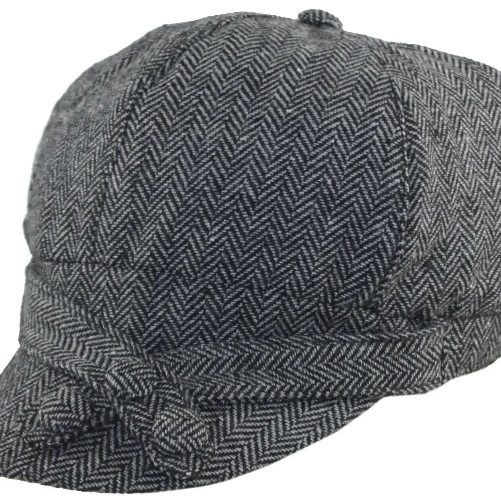 Jeanne Simmons Black Tweed Brim Cap w/Btn Band, Elastic Back