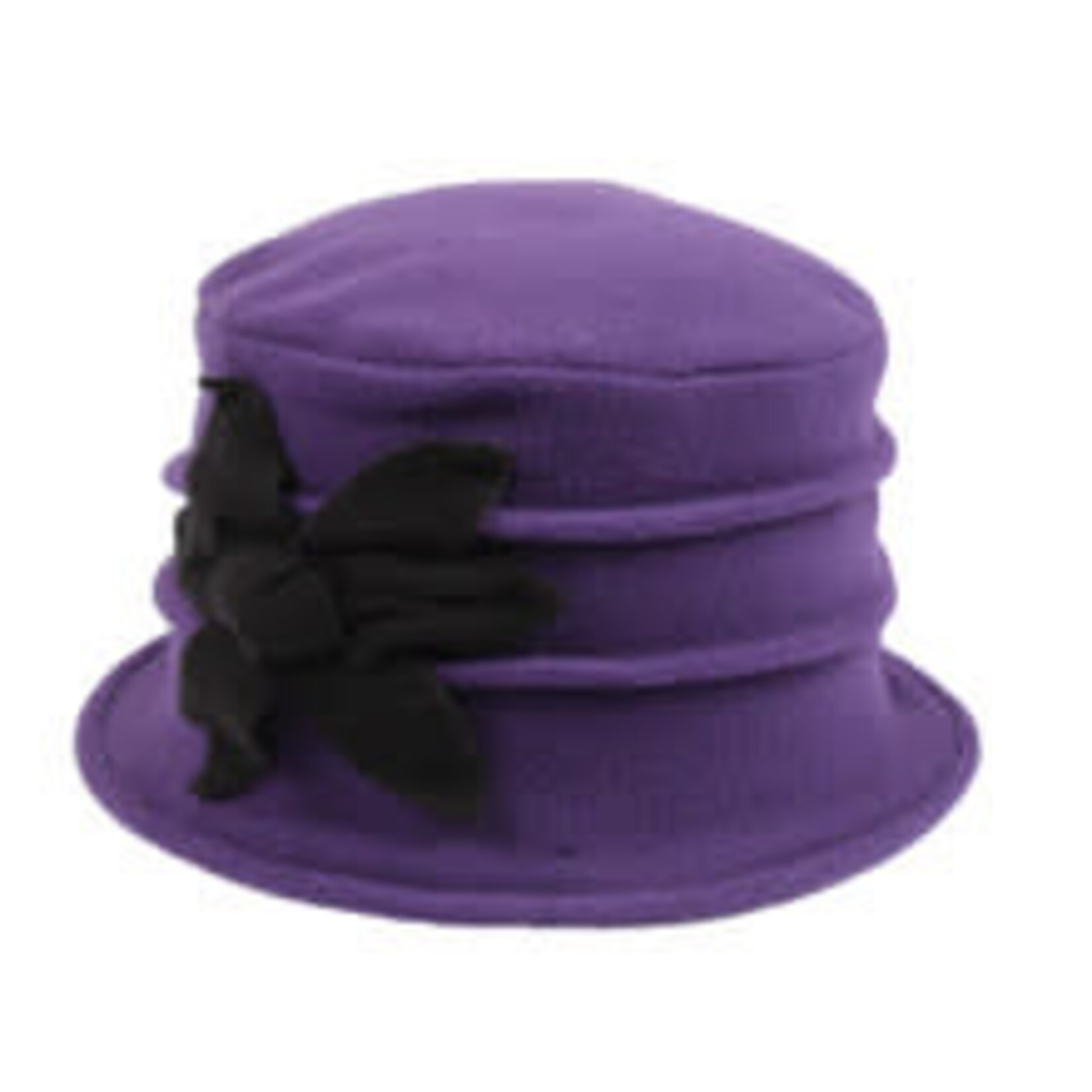 Jeanne Simmons Polar Fleece Brim Cap w/Blk Flower on Purple