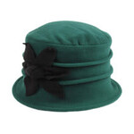 Jeanne Simmons Polar Fleece Brim Cap w/Blk Flower on Green