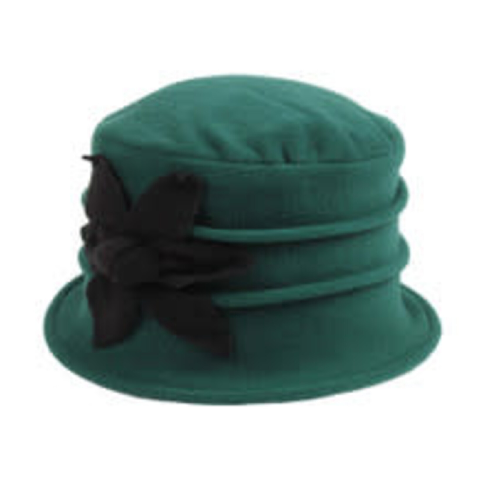Jeanne Simmons Polar Fleece Brim Cap w/Blk Flower on Green