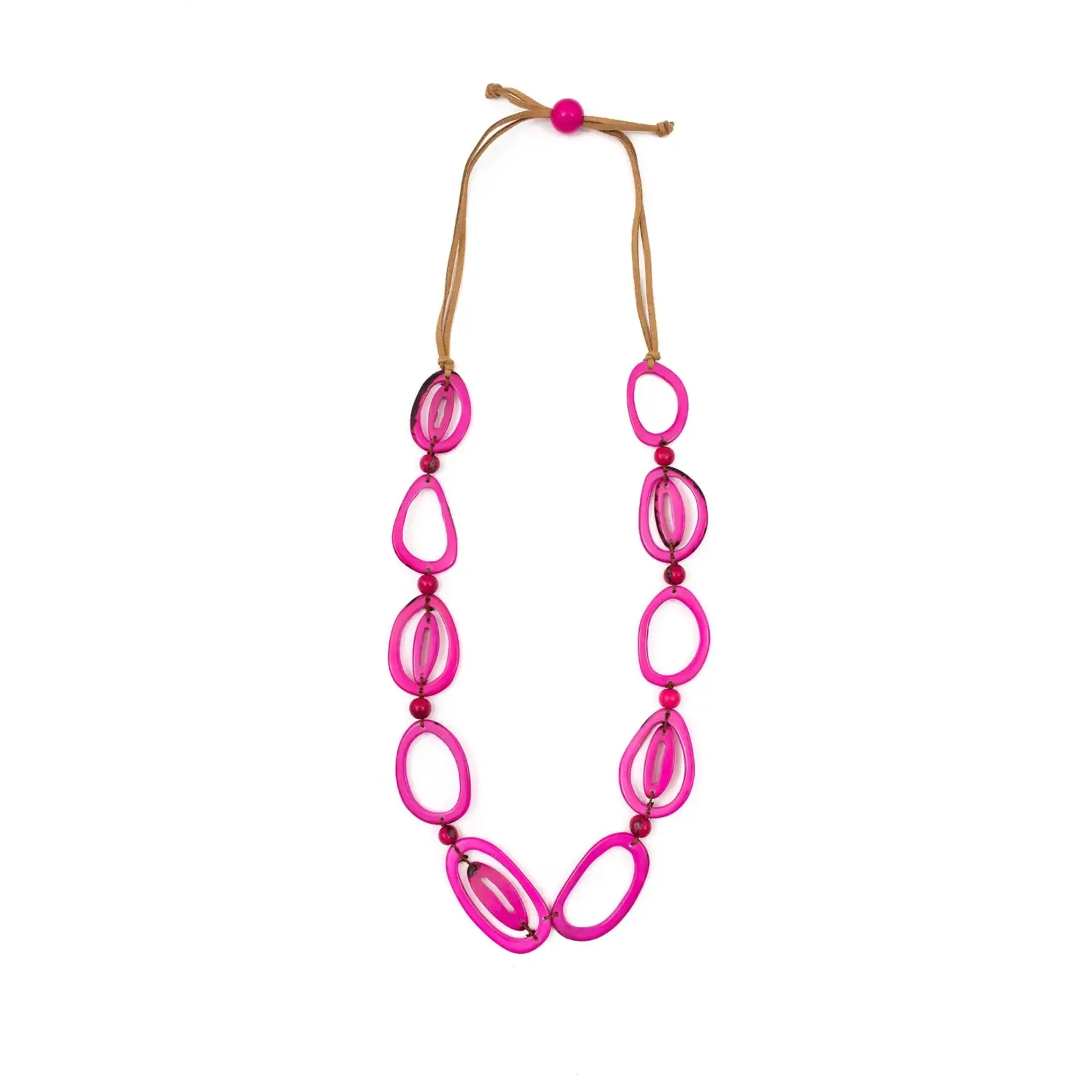 Organic Tagua Jewelry Emily Tagua Discs Necklace in Fuschia