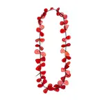 Organic Tagua Jewelry Long Single Tagua Slice Necklace in Red