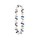 Organic Tagua Jewelry Long Single Tagua Slice Necklace in Royal Blue/Biscayne/Ivory