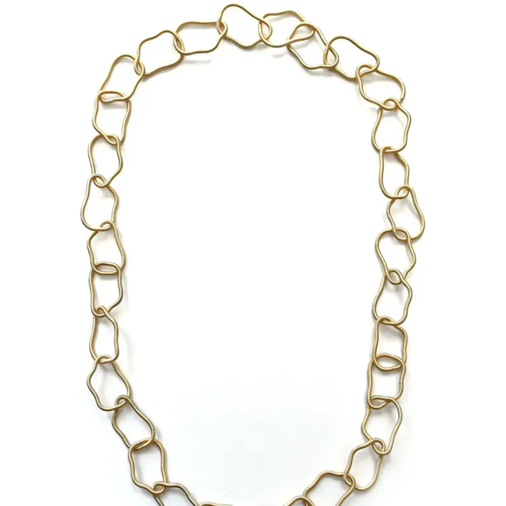 Sea Lily Gold PW Warped Oval Chain Link Necklace