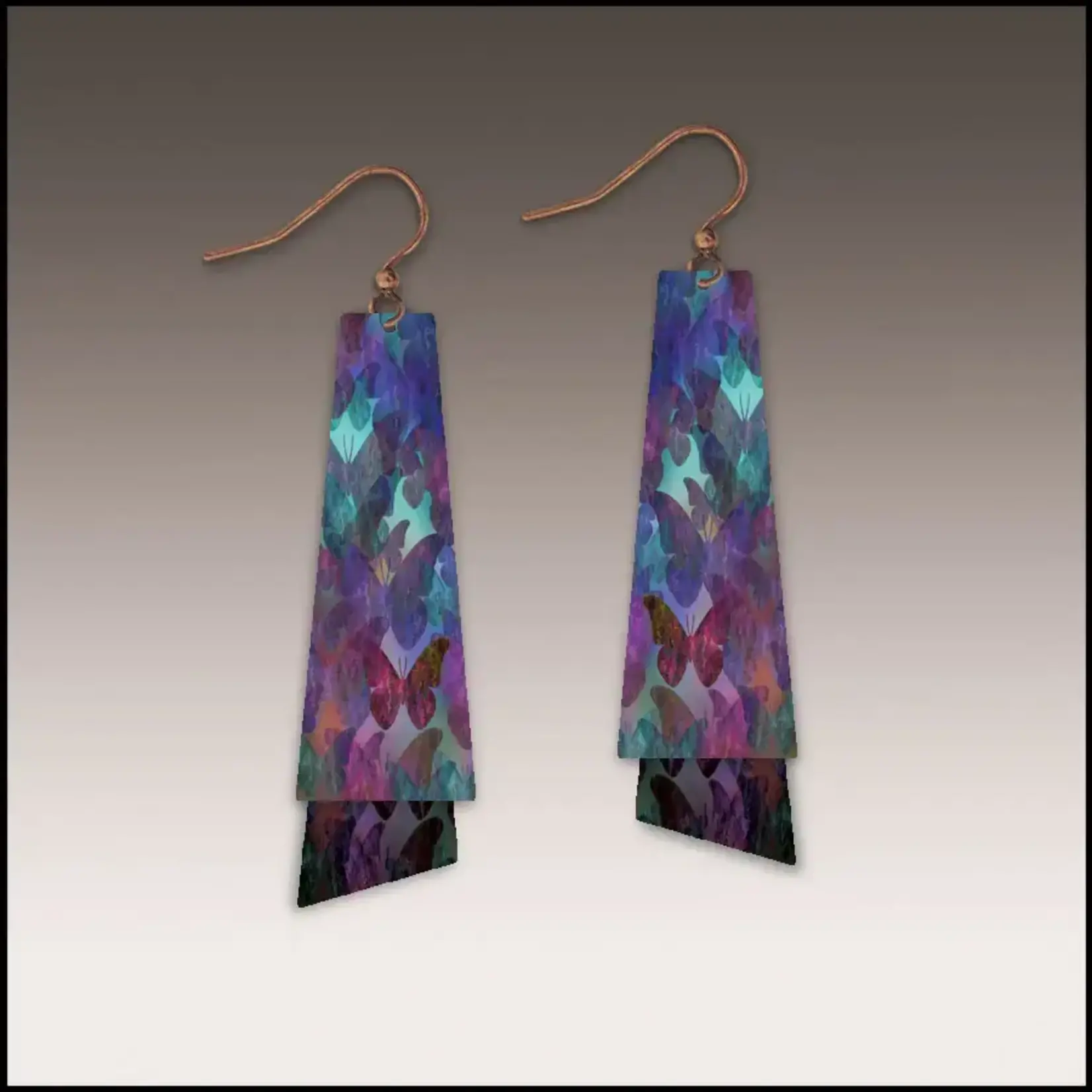 Illustrated Light Double Layer Giclee’ w/Bar Earrings in Butterflies