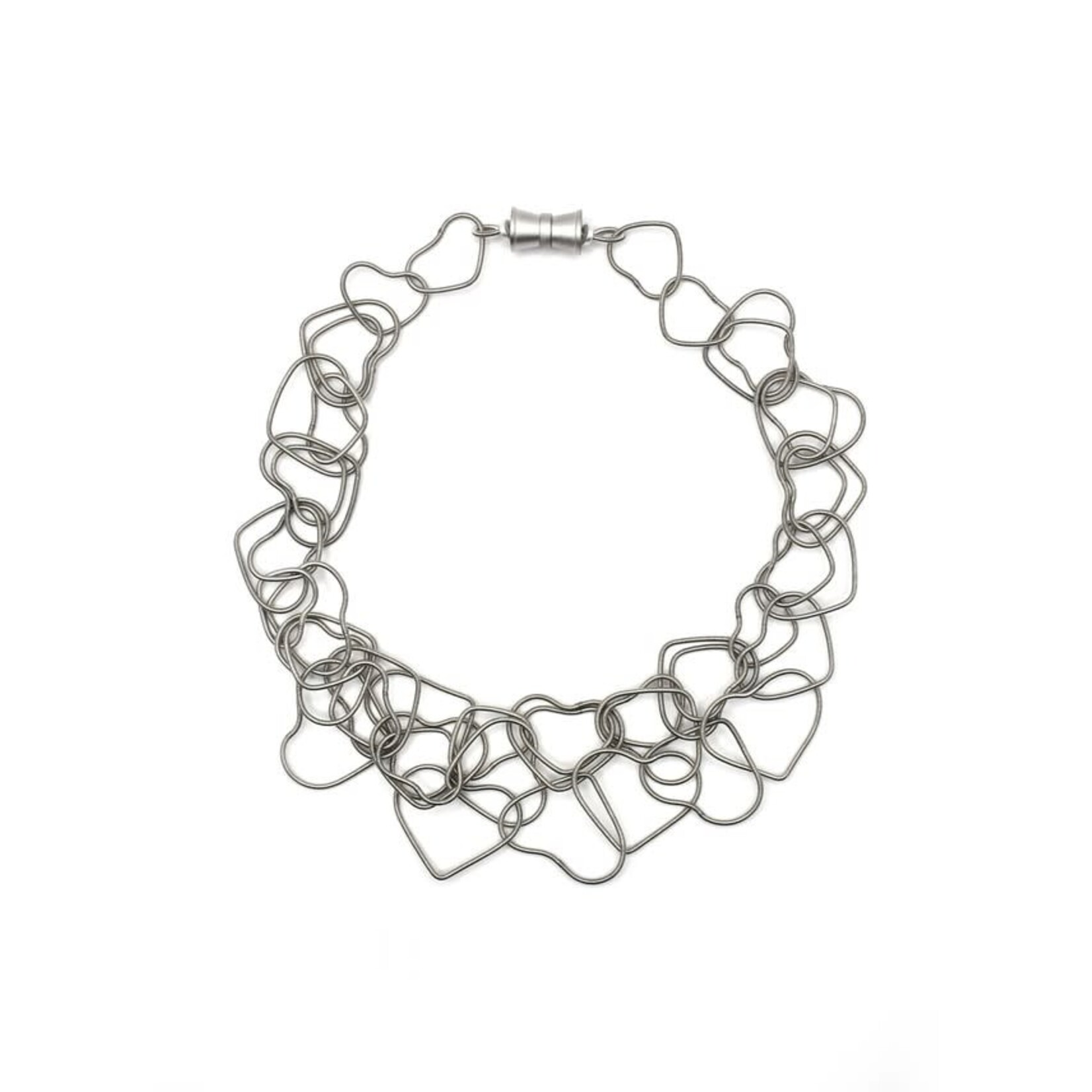 Sea Lily Heart Shaped Chunky Silver Necklace