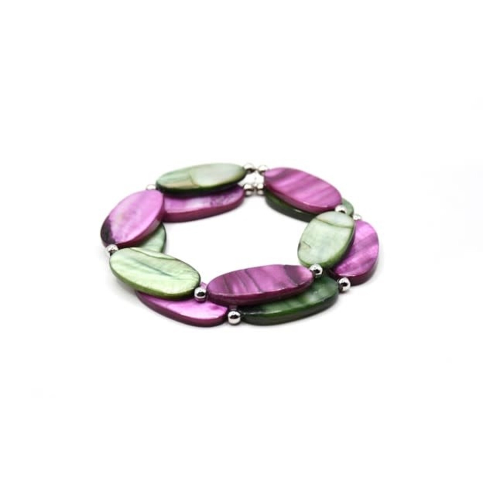 Sea Lily Oval Moss-Magenta Two Strand Mop Bracelet