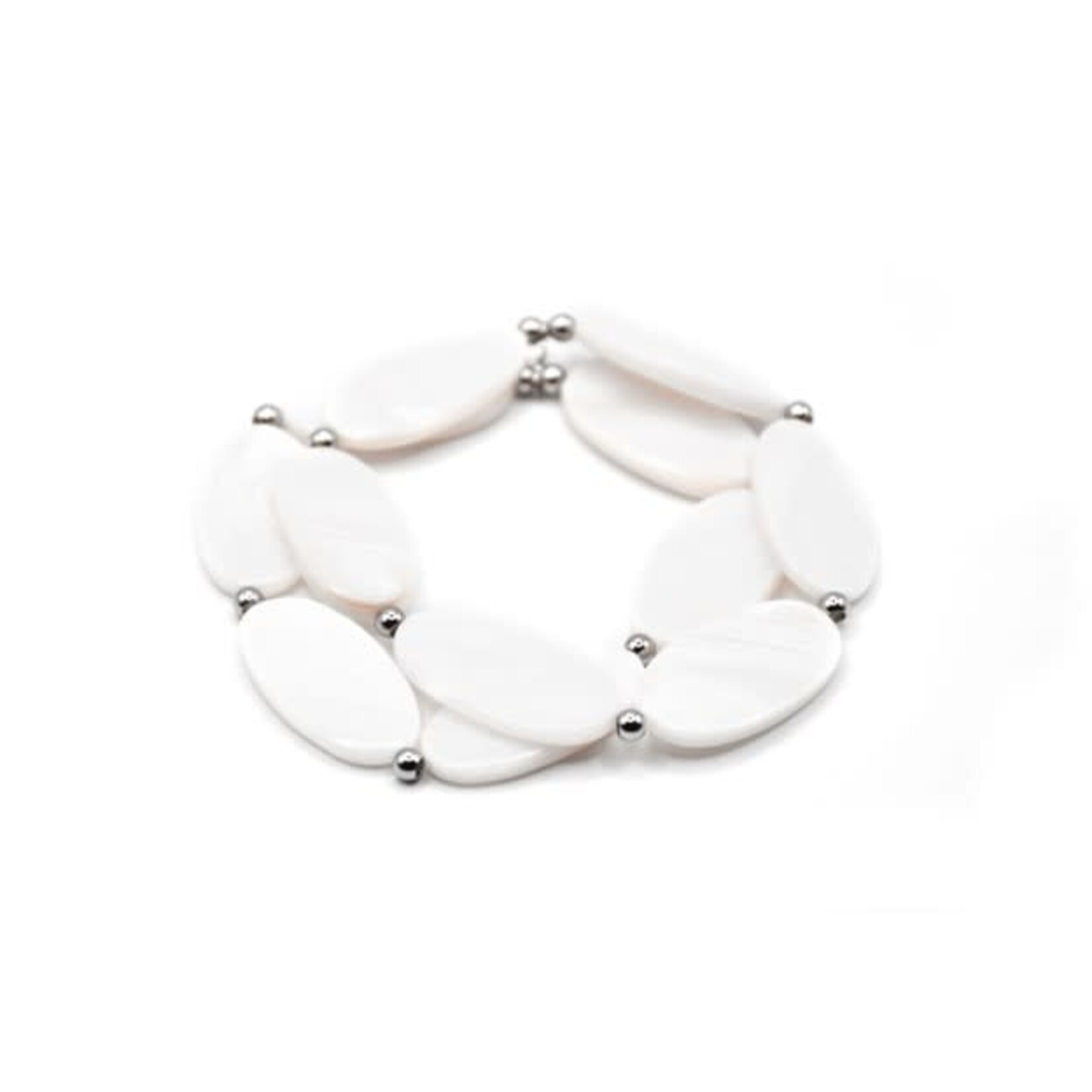 Sea Lily Oval White Two Strand Mop Bracelet