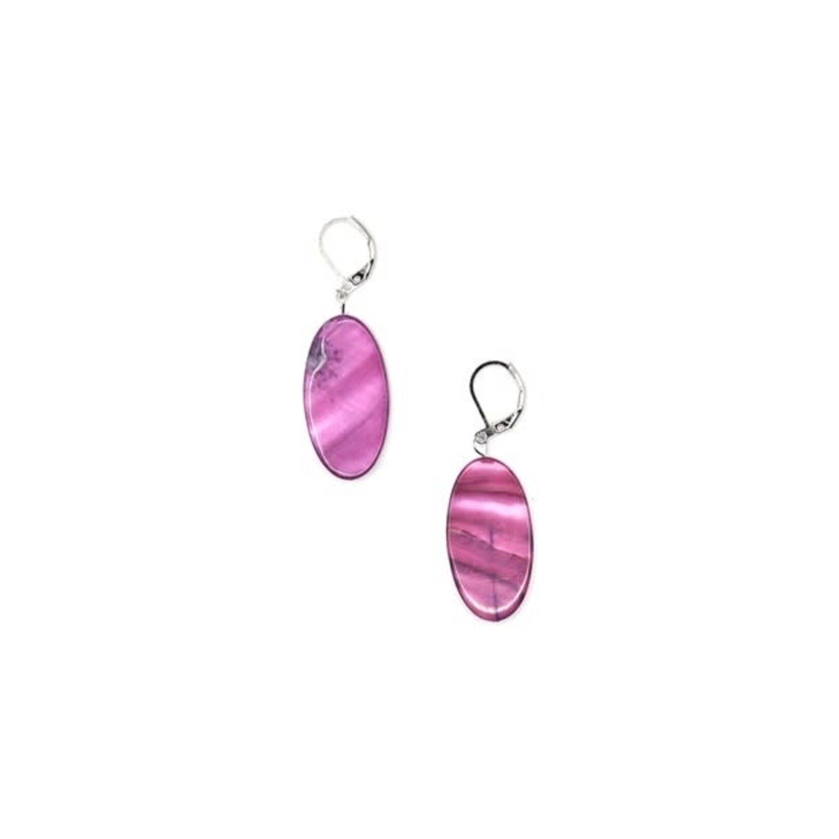 Sea Lily Oval MOP Purple Earrings