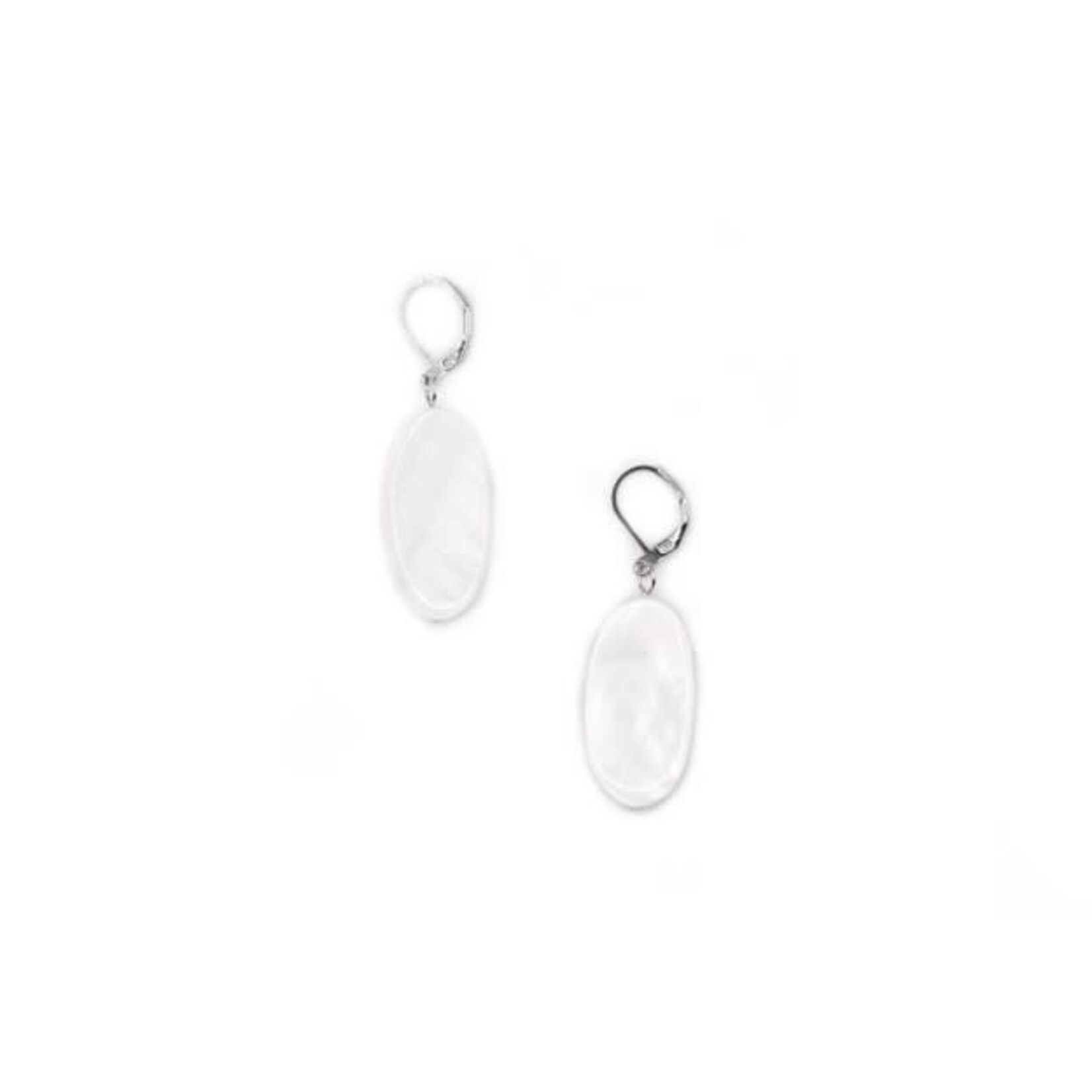 Sea Lily Oval MOP White Earrings