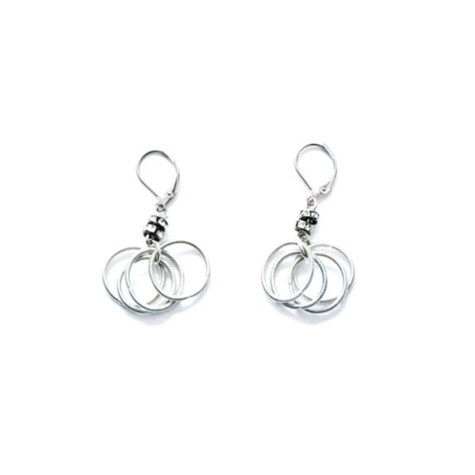 Sea Lily Silver PW Loop Earrings with Crystal Beads