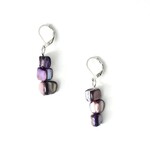 Sea Lily Mother of Pearl Purple Nugget Earrings