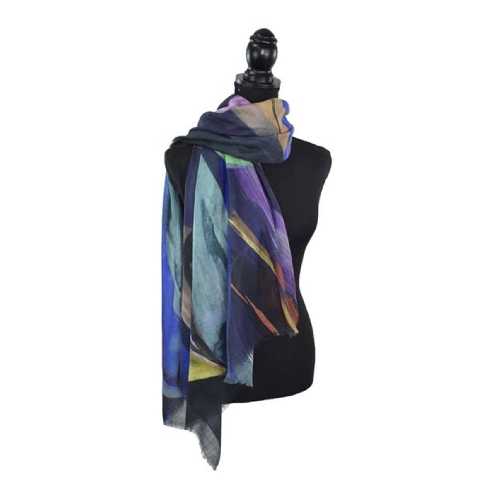 Della Abstract Leaf Print Scarf