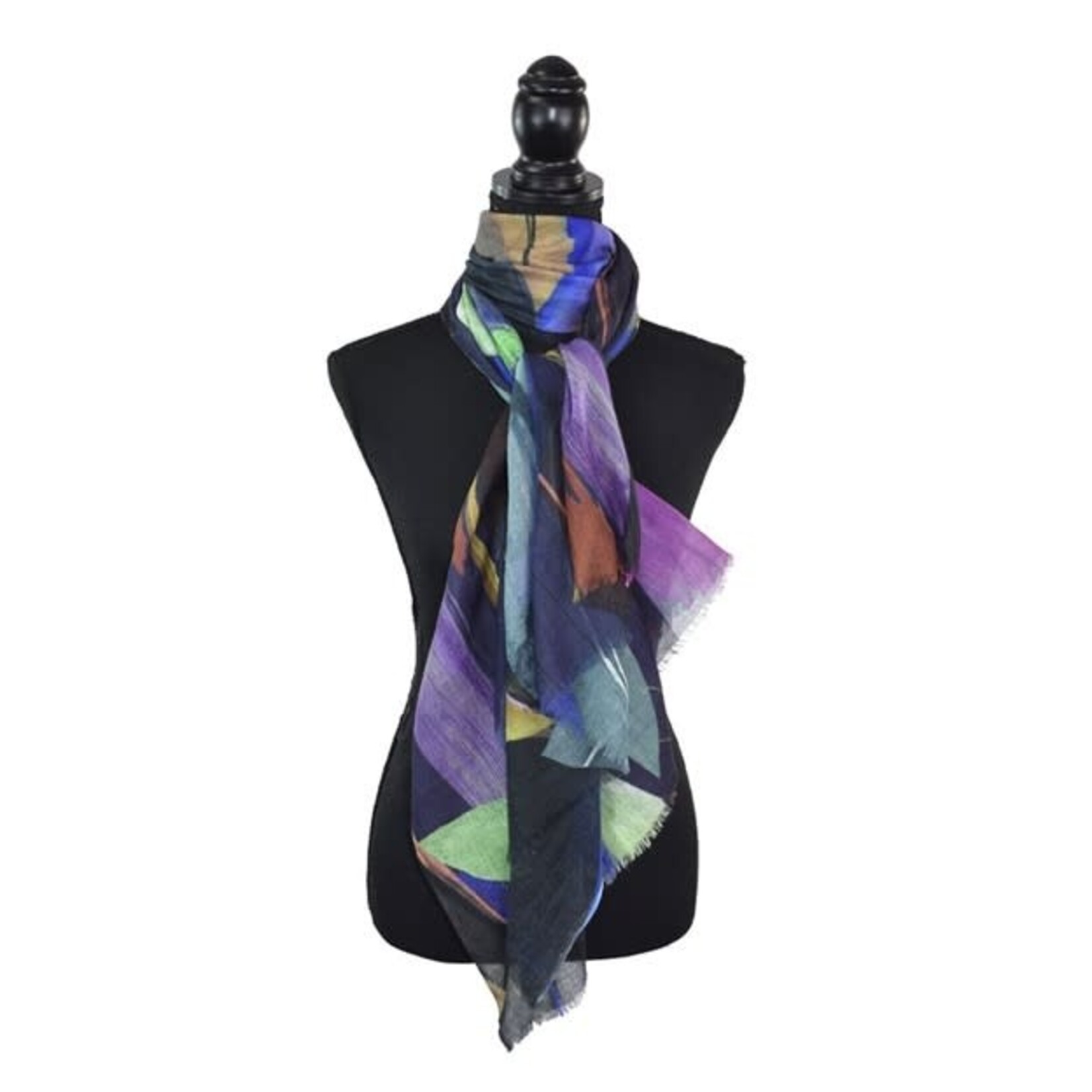 Della Abstract Leaf Print Scarf