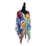 Joppa Colorful Abstract OS Poncho in Red