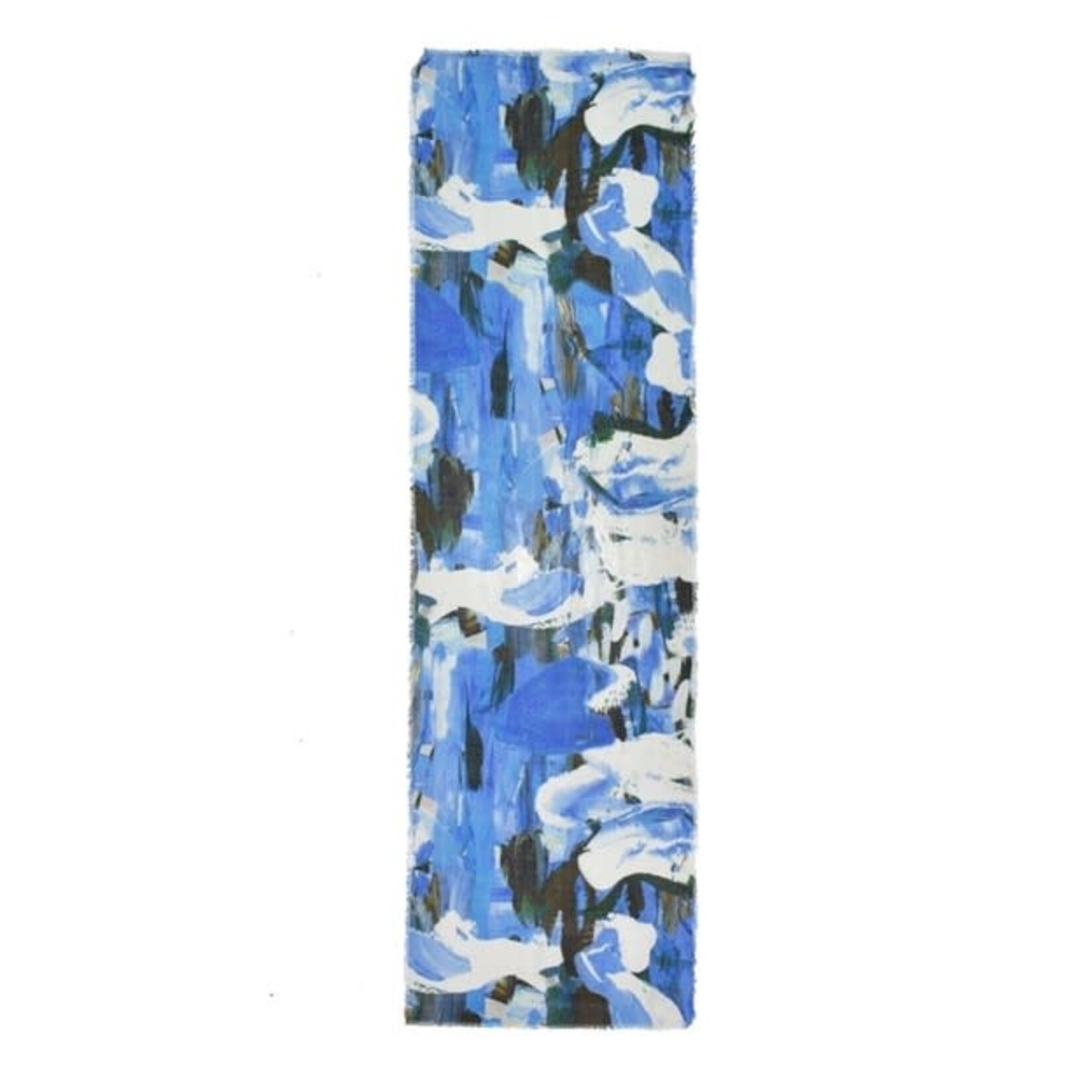 Nash Painterly Abstract Cotton Scarf in Blue