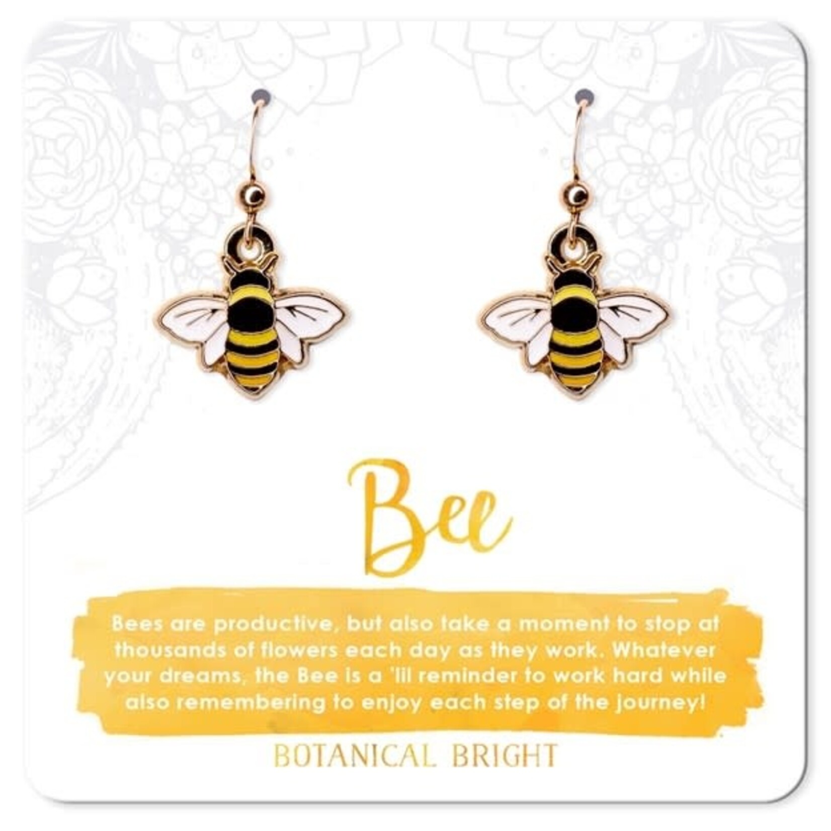 Botanical Bright Bee Charm Earrings - Gold