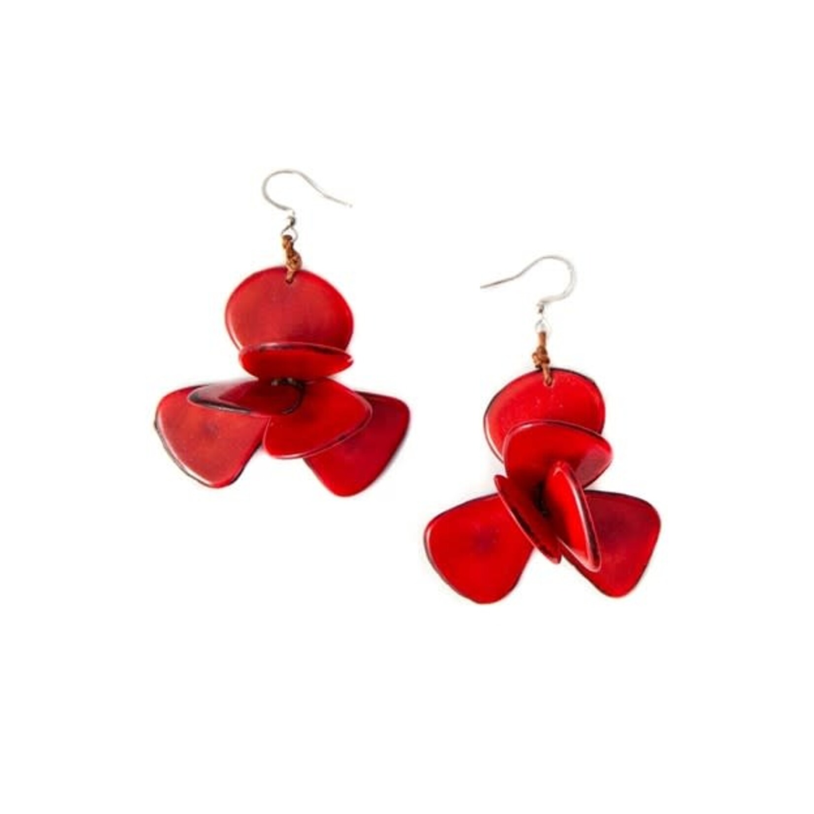 Organic Tagua Jewelry Florence Tagua Earrings in Red
